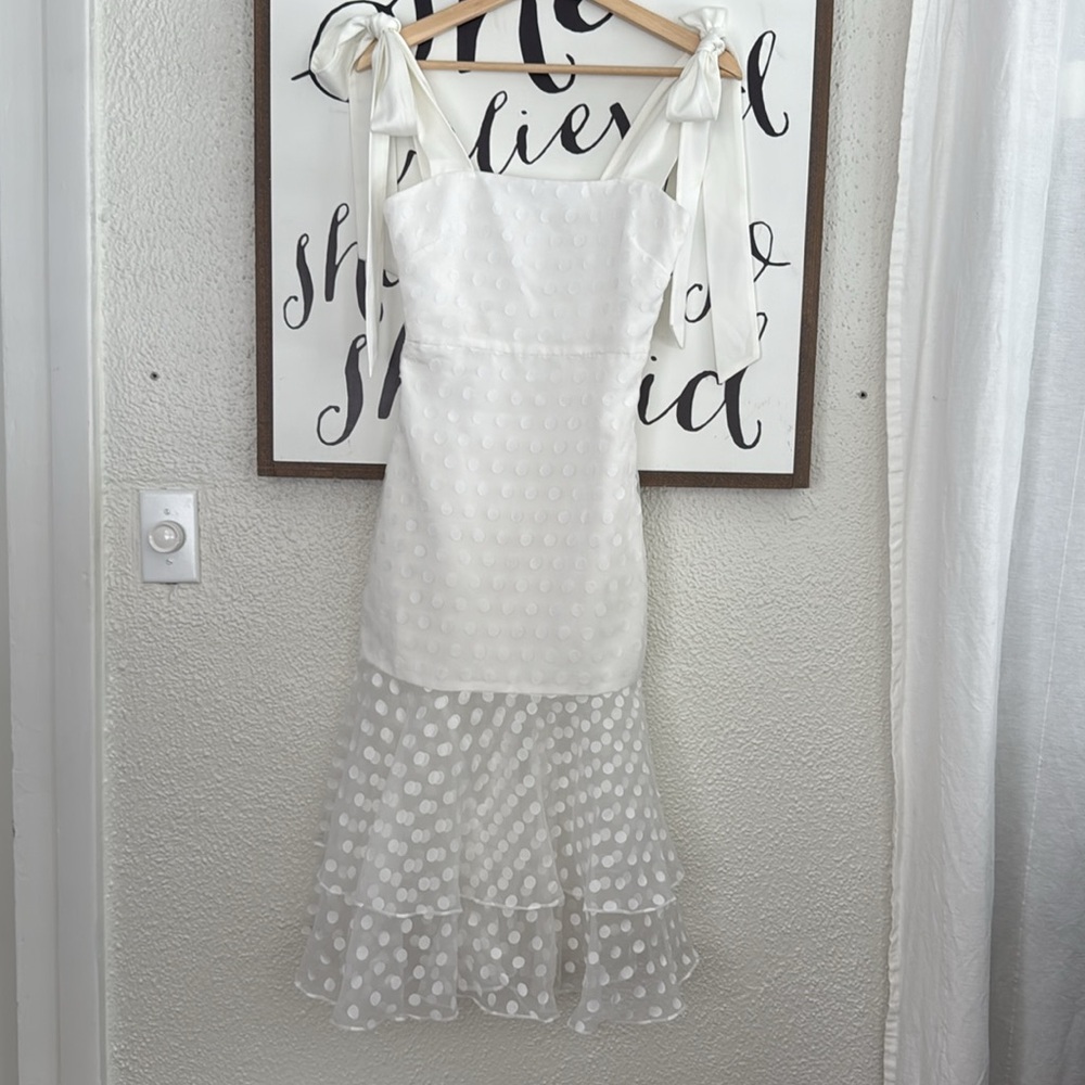 Lovers + Friends Day Keeper Midi Dress White Polka Dot - XXS